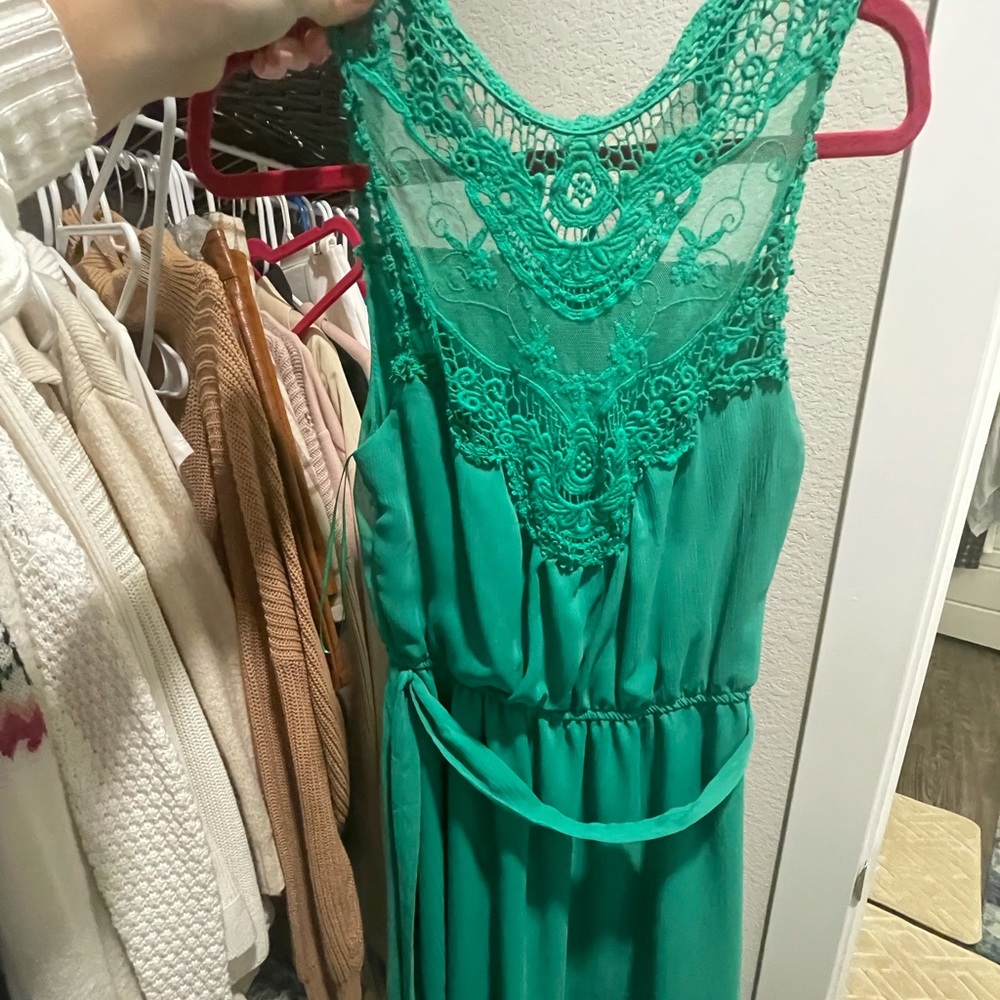 Beautiful high neck green dress